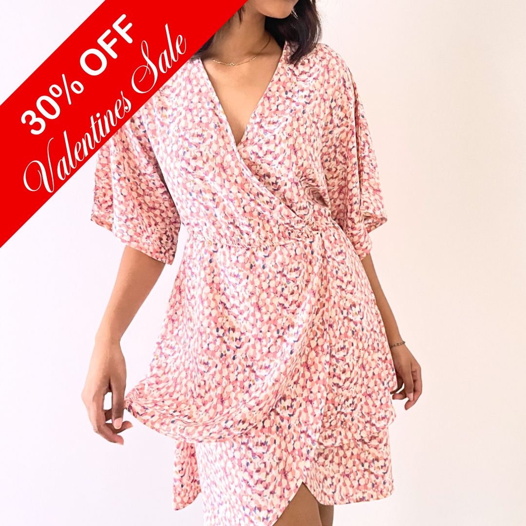 Mini Ruffled Dress (Pink spotted)